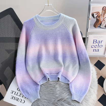 Gradient color dopamine soft waxy women's long-sleeved sweater ED0486