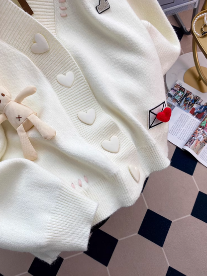 Lazy Style Heart Rabbit Cardigan Sweater ED0489