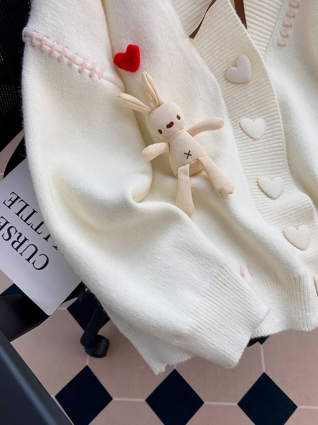 Lazy Style Heart Rabbit Cardigan Sweater ED0489