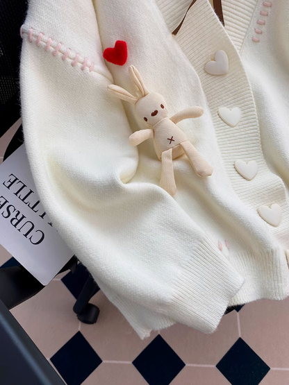 Lazy Style Heart Rabbit Cardigan Sweater ED0489