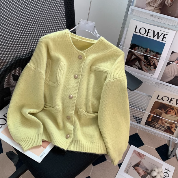 Korean style gentle round neck knitted cardigan ED0490