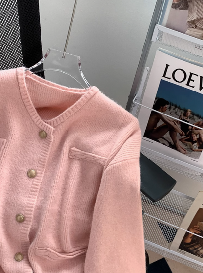 Korean style gentle round neck knitted cardigan ED0490