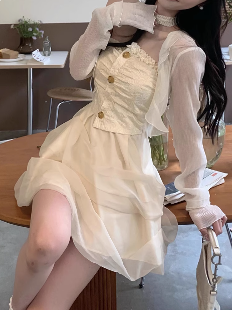 French A-line sweet style tube top dress ED0509