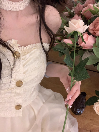 French A-line sweet style tube top dress ED0509