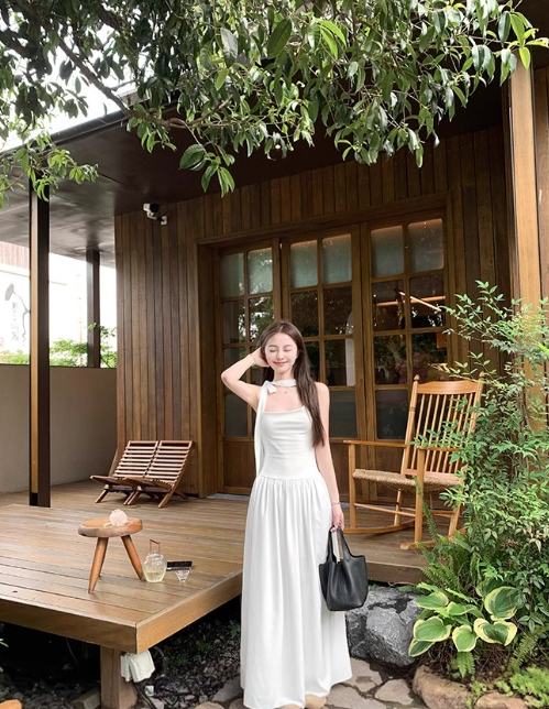 French style gentle halter neck suspender dress  ED0512