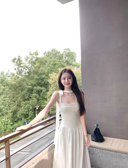 French style gentle halter neck suspender dress  ED0512