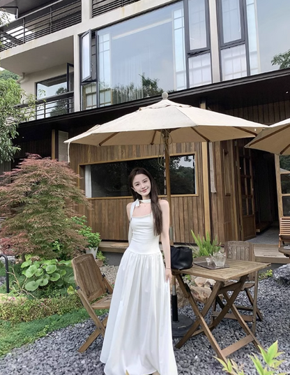 French style gentle halter neck suspender dress  ED0512