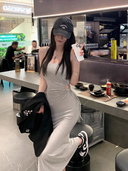 Korean style square neck slim fit sling hip skirt  ED0513