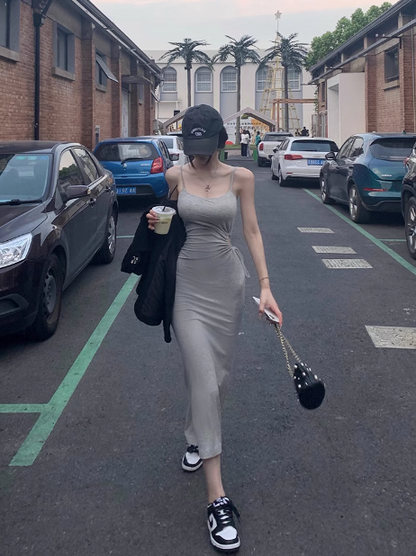 Korean style square neck slim fit sling hip skirt  ED0513