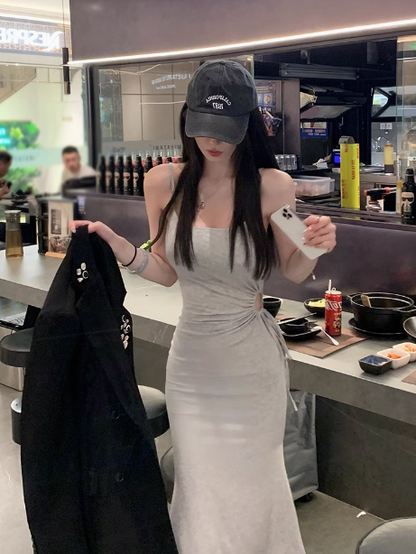 Korean style square neck slim fit sling hip skirt  ED0513