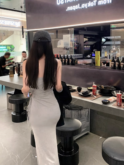 Korean style square neck slim fit sling hip skirt  ED0513