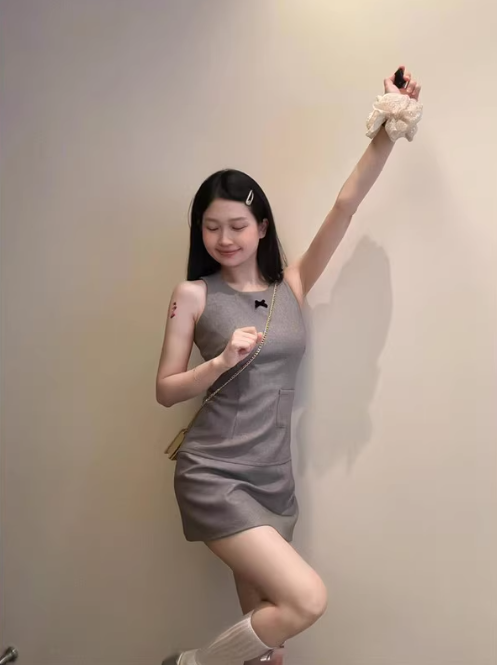 Casual Grey Slim Sleeveless Tank Dress  ED0514
