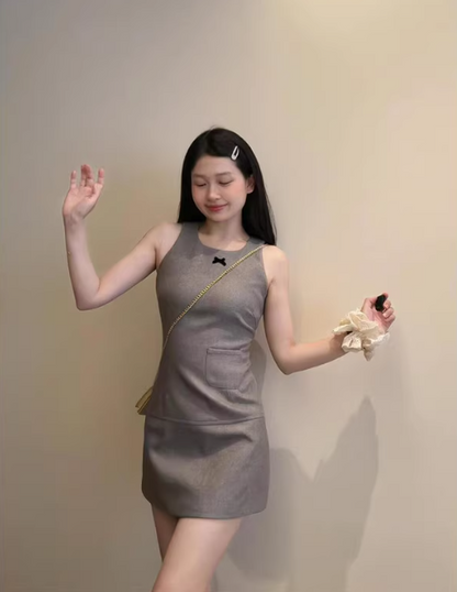 Casual Grey Slim Sleeveless Tank Dress  ED0514