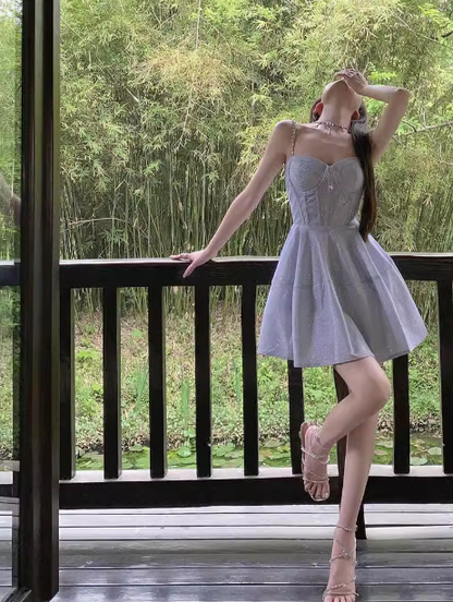 A-line Sweetheart Homecoming Dress,Spaghetti Strap Short Prom DressED0529