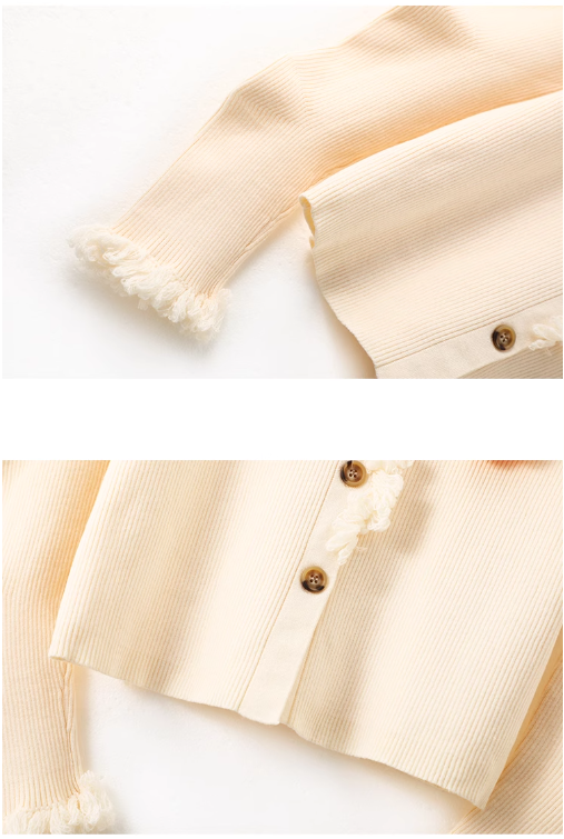 Chanel style three-dimensional monster decoration round neck cardigan ED0530