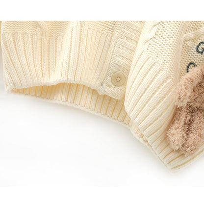 Korean style three-dimensional bear hooded knitted cardigan ED0532