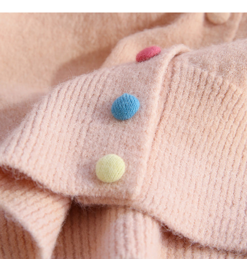 Sweet Pink Button Turtleneck Cardigan Sweater ED0533