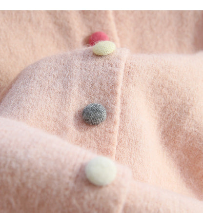 Sweet Pink Button Turtleneck Cardigan Sweater ED0533