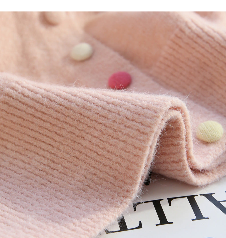Sweet Pink Button Turtleneck Cardigan Sweater ED0533