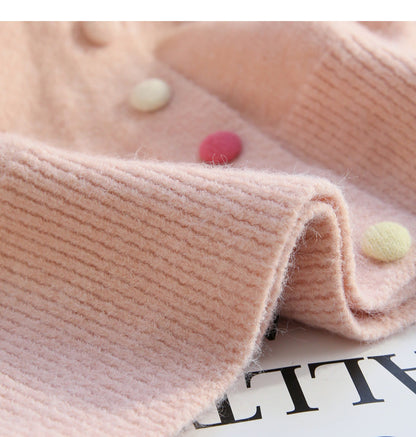 Sweet Pink Button Turtleneck Cardigan Sweater ED0533
