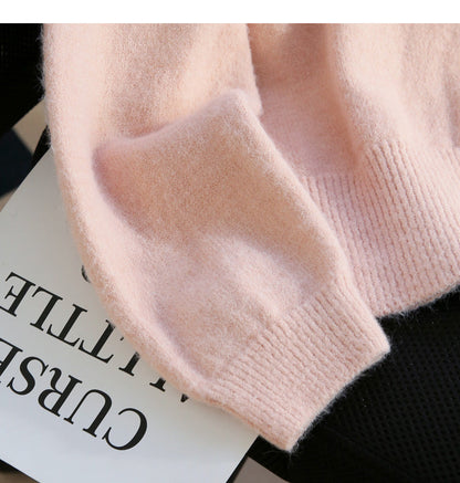 Sweet Pink Button Turtleneck Cardigan Sweater ED0533