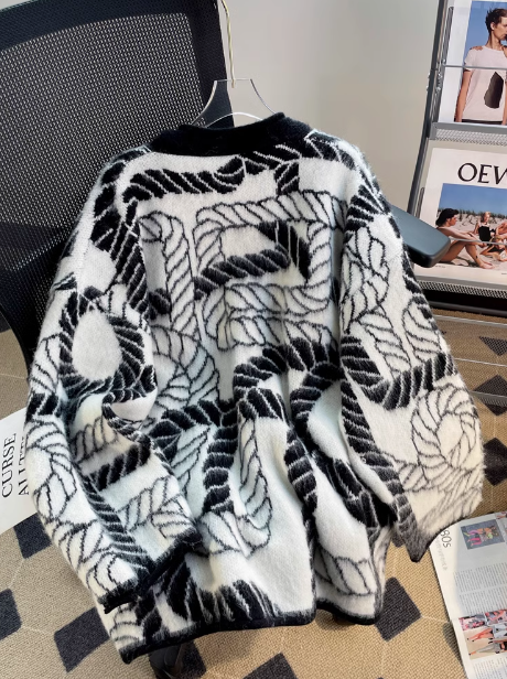 Retro soft V-neck mid-length cardigan sweater ED0534