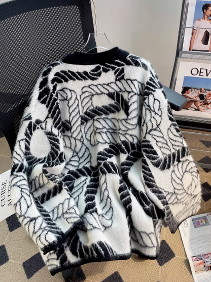 Retro soft V-neck mid-length cardigan sweater ED0534