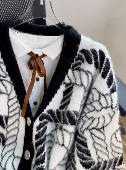 Retro soft V-neck mid-length cardigan sweater ED0534