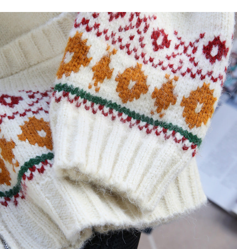 Vintage Preppy Fair Isle Hooded Cardigan Sweater ED0535