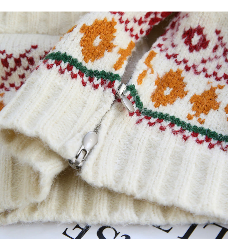 Vintage Preppy Fair Isle Hooded Cardigan Sweater ED0535