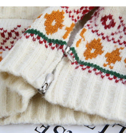 Vintage Preppy Fair Isle Hooded Cardigan Sweater ED0535