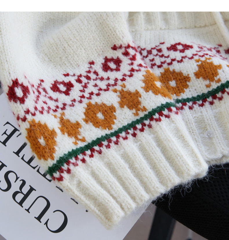 Vintage Preppy Fair Isle Hooded Cardigan Sweater ED0535