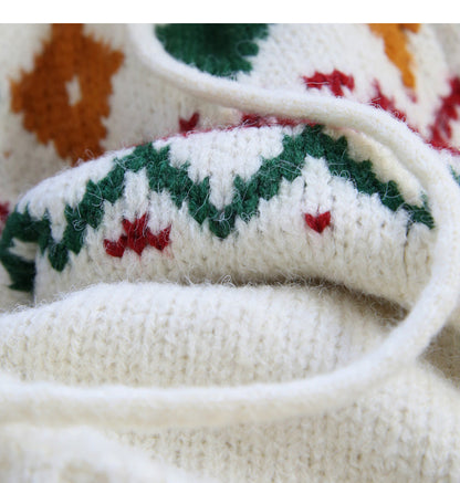 Vintage Preppy Fair Isle Hooded Cardigan Sweater ED0535