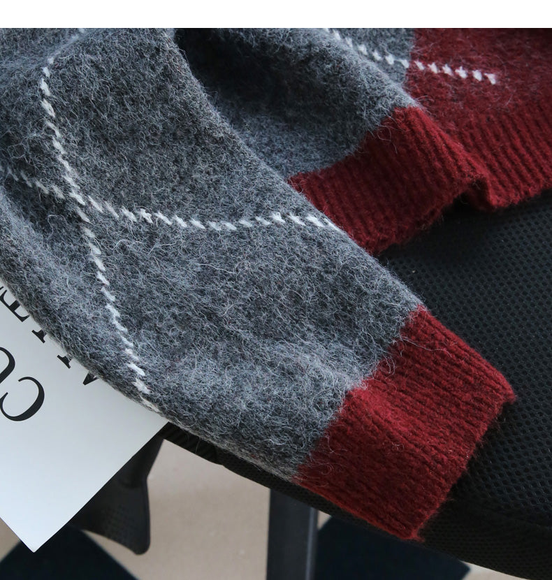 Retro contrast lace patchwork long-sleeved sweater ED0538