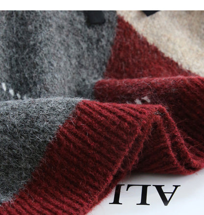 Retro contrast lace patchwork long-sleeved sweater ED0538