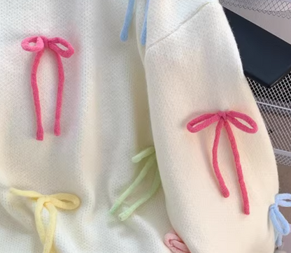 Sweet Bow Round Neck Pullover Knitted Sweater ED0908