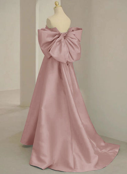 A-Line Sweetheart Neck Satin Burgundy Long Prom Dress, Burgundy Long Formal Dress ED0626