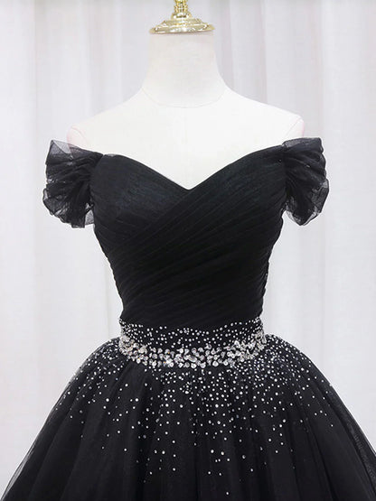 Black V Neck Short Prom Dress, Black Homecoming Dress with Sequin ED0634