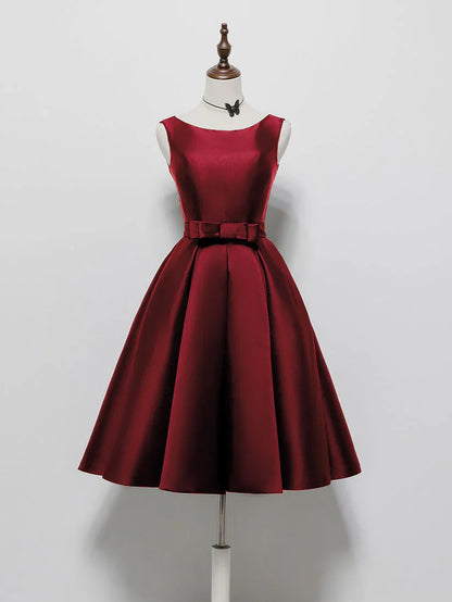 Simple A-Line Satin Black Short Prom Dress, Black Homecoming Dress ED0637