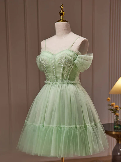 A-Line Green Sweetheart Neck Short Prom Dress, Green Homecoming Dress ED0639