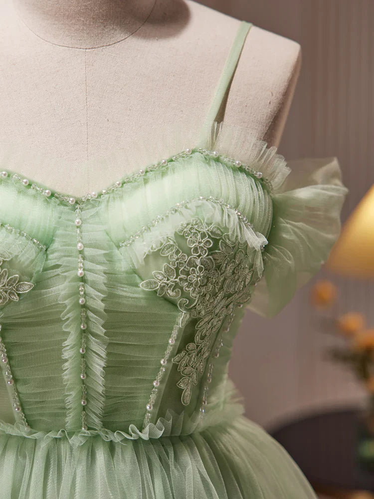 A-Line Green Sweetheart Neck Short Prom Dress, Green Homecoming Dress ED0639