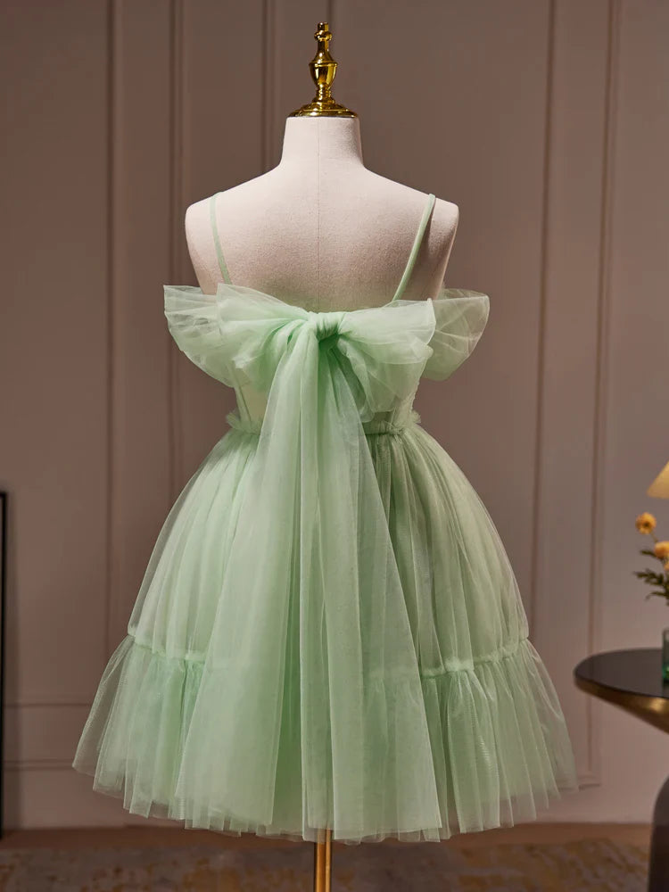 A-Line Green Sweetheart Neck Short Prom Dress, Green Homecoming Dress ED0639