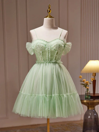 A-Line Green Sweetheart Neck Short Prom Dress, Green Homecoming Dress ED0639