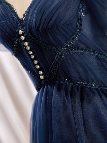 Dark Blue A-Line Short Prom Dresses, Dark Blue Homecoming Dress ED0653