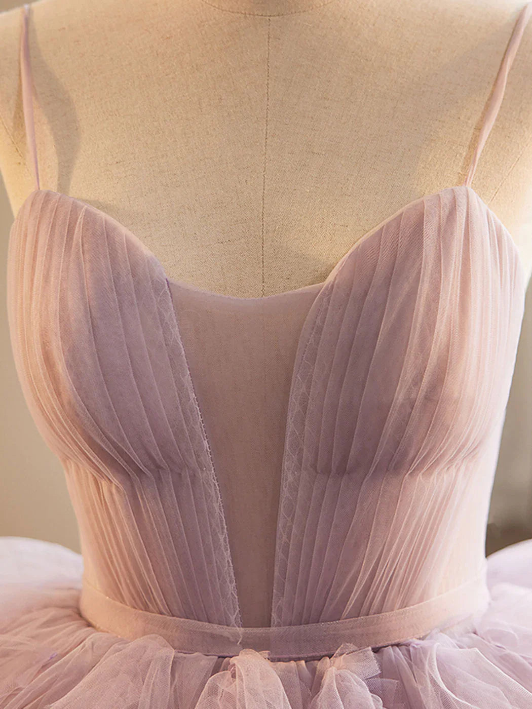 A-Line Sweetheart Neck Tulle Pink Long Prom Dress, Pink Evening Dress ED0687