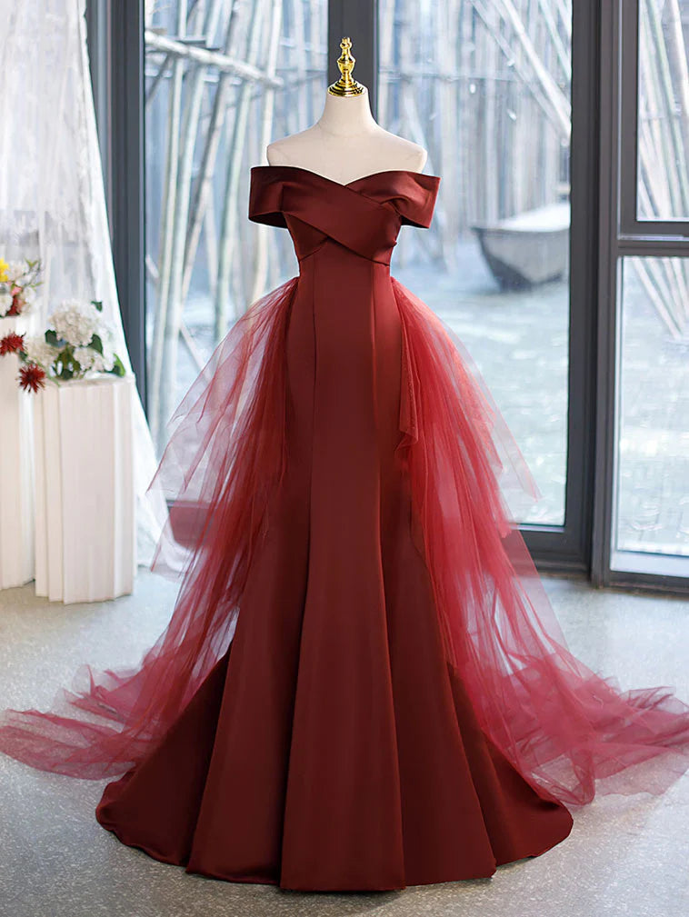 Simple Sweetheart Neck Mermaid Burgundy Long Prom Dress, Burgundy Formal Dress ED0692