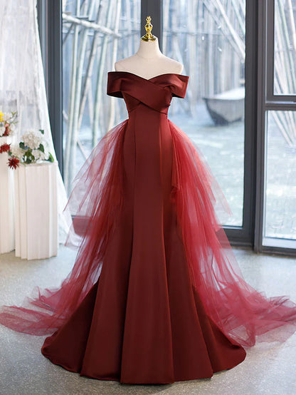 Simple Sweetheart Neck Mermaid Burgundy Long Prom Dress, Burgundy Formal Dress ED0692