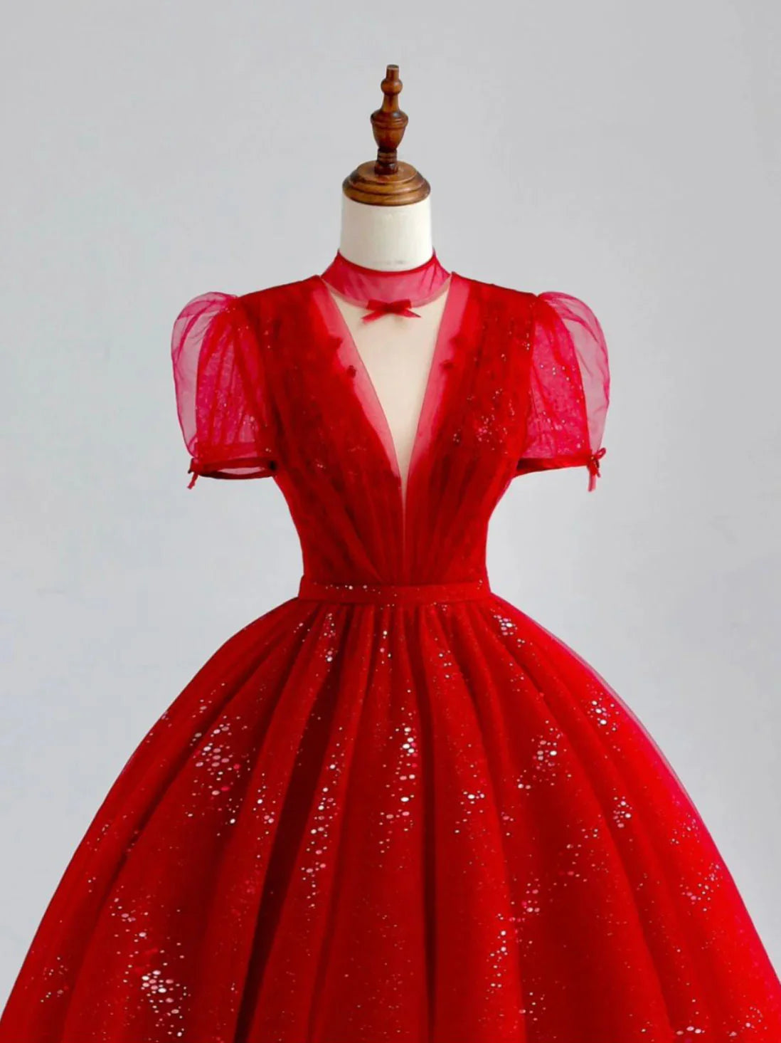 Burgundy A-Line Tulle Sequin Long Prom Dress, Burgundy Formal Dress ED0697