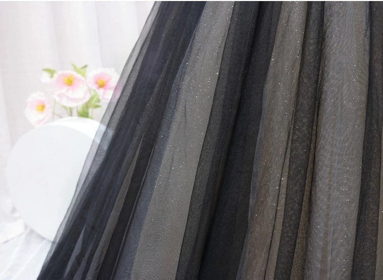 A-Line Black Tulle Lace Long Prom Dresses, Black Long Evening Dresses ED0722