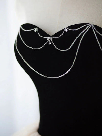 Champagne/Black Tulle Long Prom Dress, Champagne Formal Evening Dress ED0726